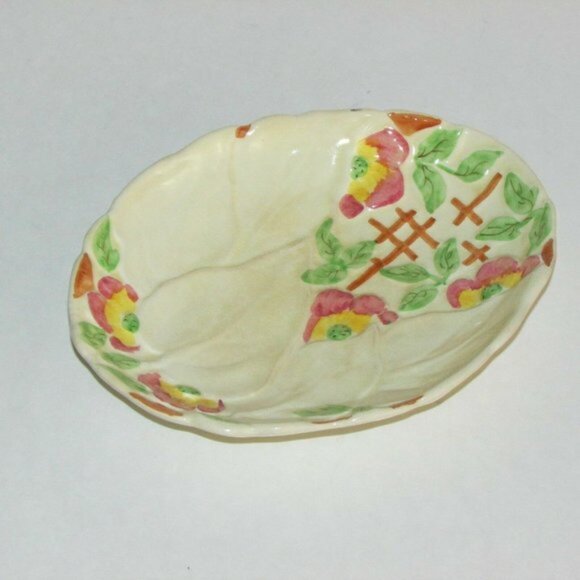 Antique Oval Dish BRENTLEIGH WARE BEECH Hand Painted STAFFORDSHIRE England As Is - Picture 4 of 7